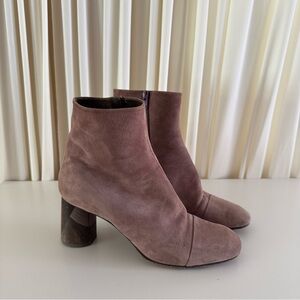 Coclico Laeve Ankle Pink Blush Suede Square Toe Boots Chic Size 40 US 9